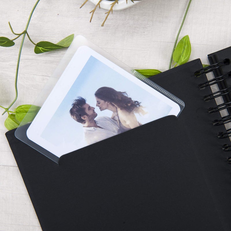 Gearchic ألبوم صور صغير 8 × 8 بوصة من DIY مع غلاف صورة 80 صفحة غلاف صلب ورق حرفي ألبوم صور لكتاب الضيوف، ذكرى سنوية، هدايا عيد الحب (أسود، 8 × 8 بوصة) - Image 4